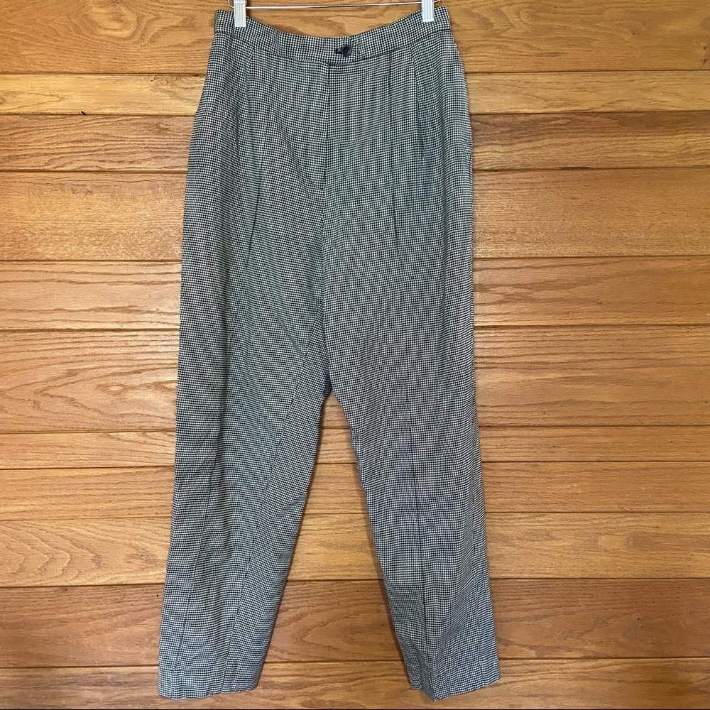 Vintage Talbots black and white houndstooth wool blend pants